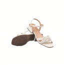 Sandália Feminina Saltinho Baixo com Tiras Finas Casual Confortável Off White 
