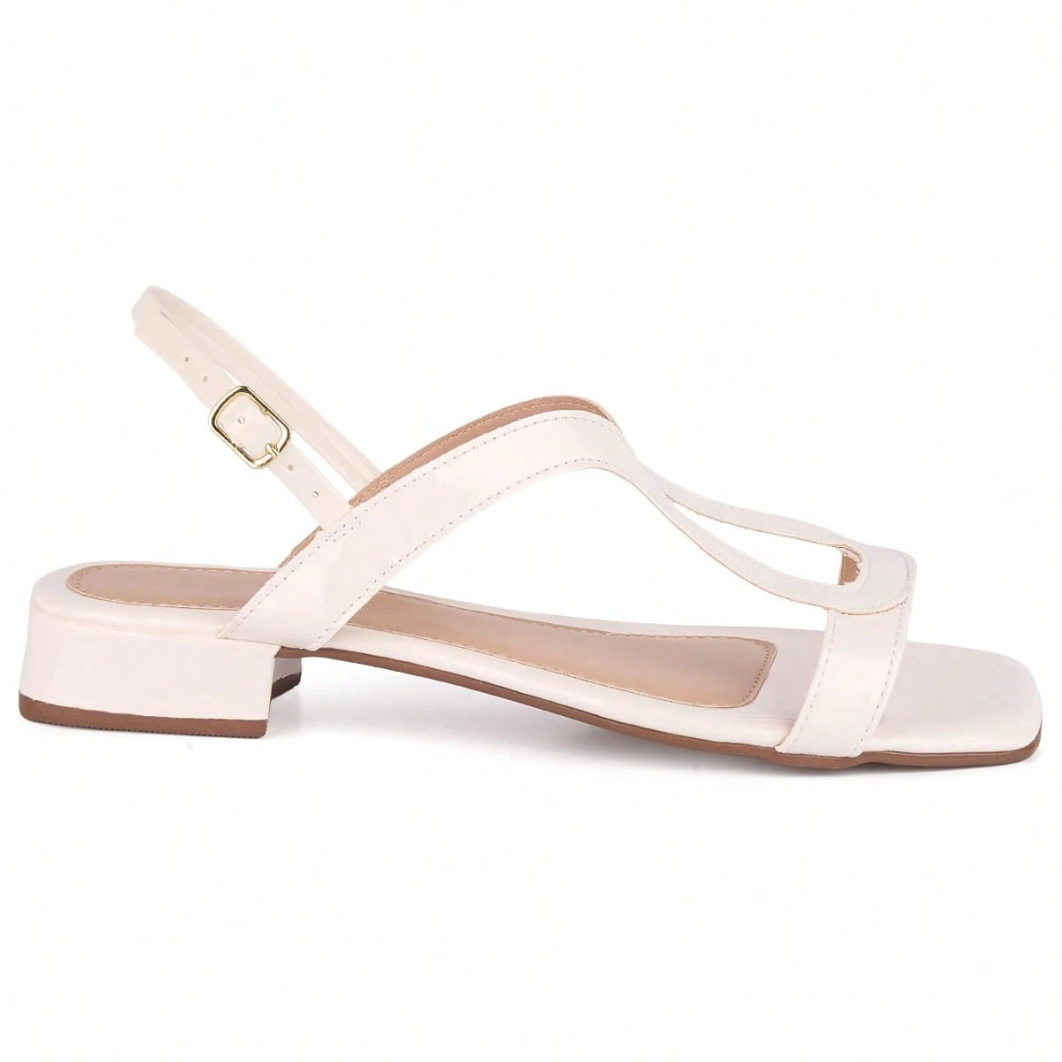 Sandália Feminina Salto Bloco Baixo Casual Confortável Branca