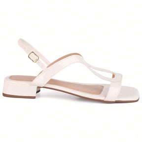 Sandália Feminina Salto Bloco Baixo Casual Confortável Branca