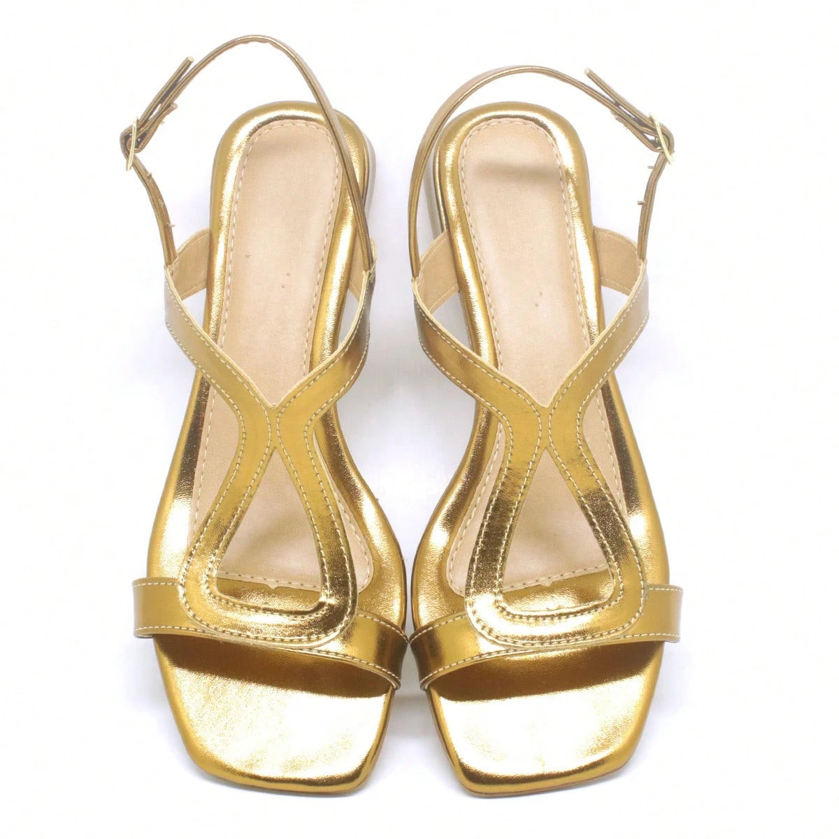 Sandália Feminina Salto Bloco Baixo Casual Confortável Bronze