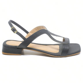Sandália Feminina Salto Bloco Baixo Casual Confortável Preta