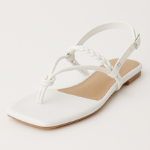 Sandália Rasteira Dedinho com Regulagem e Tiras Trançadas Branca