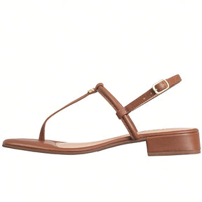 Sandália Rasteira Feminina De Dedo e Tira no Tornozelo Confortável Casual Caramelo