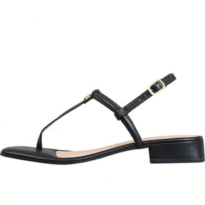 Sandália Rasteira Feminina De Dedo e Tira no Tornozelo Confortável Casual Preta