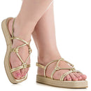 Sandalia Rasteira Feminina Com Tiras Nó Espadrille Confortável