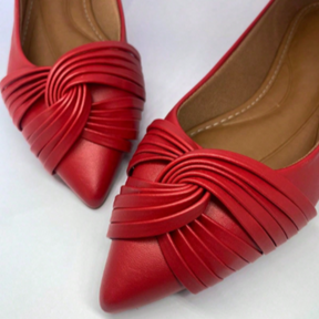 Sapatilha Feminina Bico Fino Palmilha Confort Vermelho