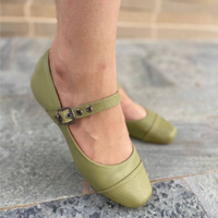 Sapatilha Feminina Bico Quadrado - Mary Jane Verde