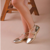Sapatilha Feminina Bico Quadrado Bailarina Feme Luz Dourada