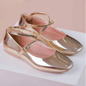 Sapatilha Feminina Bico Quadrado Bailarina Feme Luz Dourada