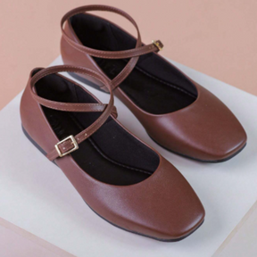 Sapatilha Feminina Bico Quadrado Bailarina Feme Luz Marrom