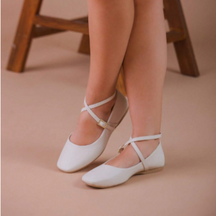 Sapatilha Feminina Bico Quadrado Bailarina Feme Luz Off White