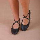 Sapatilha Feminina Bico Quadrado Bailarina Feme Luz Preta