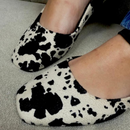 Sapatilha Feminina Bico Quadradro Boneca Estampa Animal Print Vaca