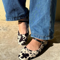 Sapatilha Feminina Bico Quadradro Boneca Estampa Animal Print Vaca