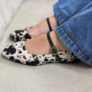Sapatilha Feminina Bico Quadradro Boneca Estampa Animal Print Vaca