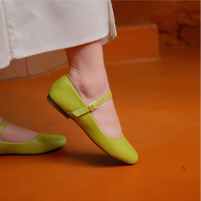 Sapatilha Feminina Boneca Bico Quadrado Mary Jane Verde