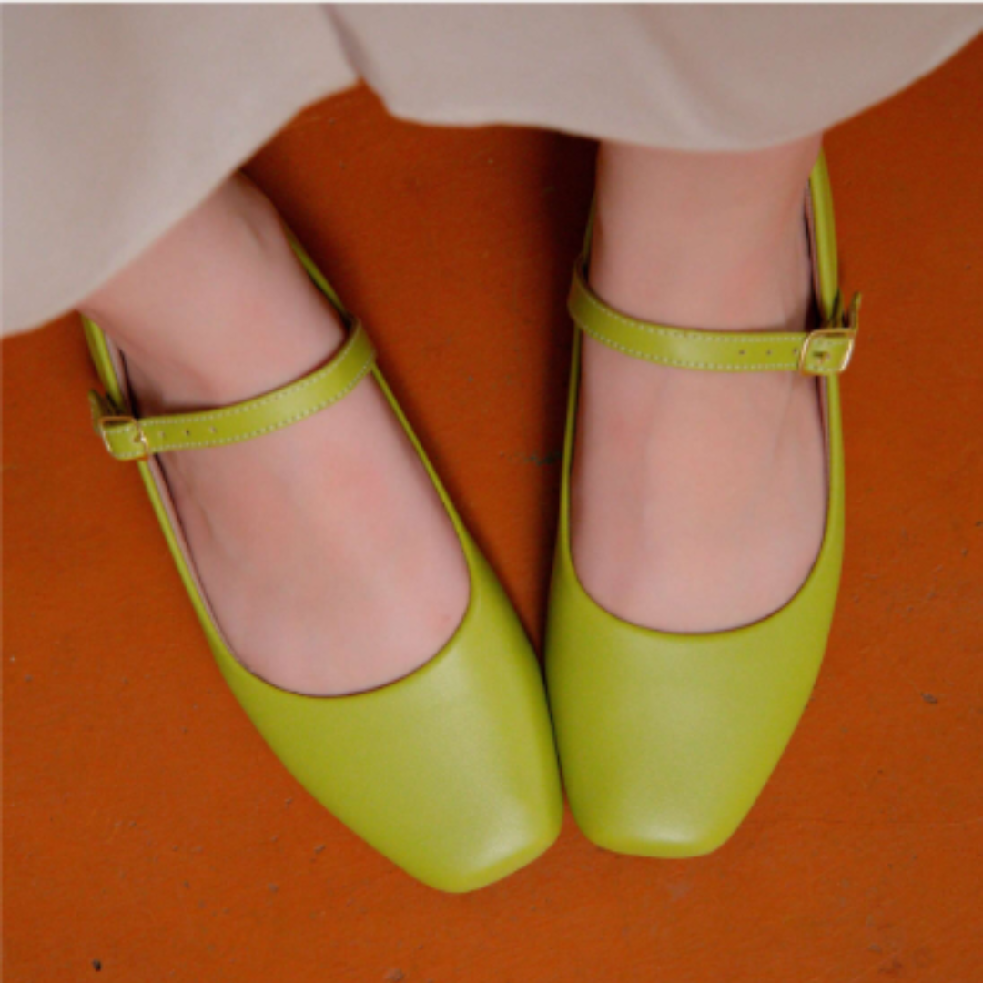 Sapatilha Feminina Boneca Bico Quadrado Mary Jane Verde
