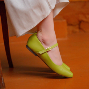 Sapatilha Feminina Boneca Bico Quadrado Mary Jane Verde