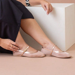 Sapatilha Feminina Boneca Tela Transparente  Dourada