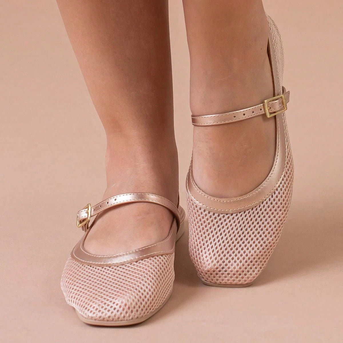 Sapatilha Feminina Boneca Tela Transparente  Dourada