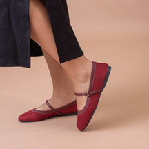 Sapatilha Feminina Boneca Tela Transparente  Marsala