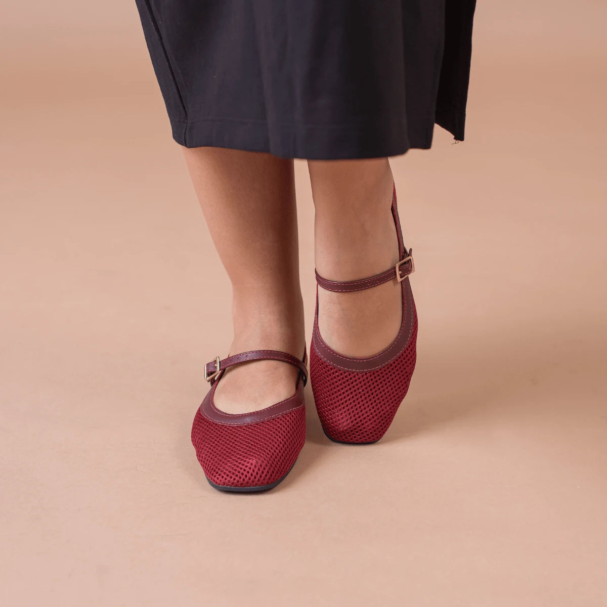 Sapatilha Feminina Boneca Tela Transparente  Marsala