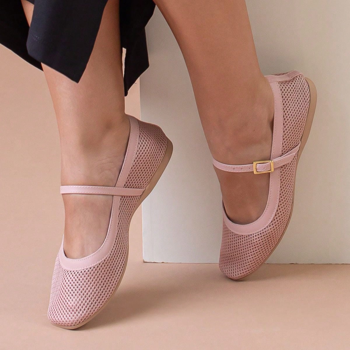 Sapatilha Feminina Boneca Tela Transparente Rosê  