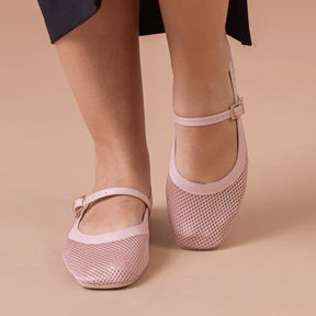 Sapatilha Feminina Boneca Tela Transparente Rosê  