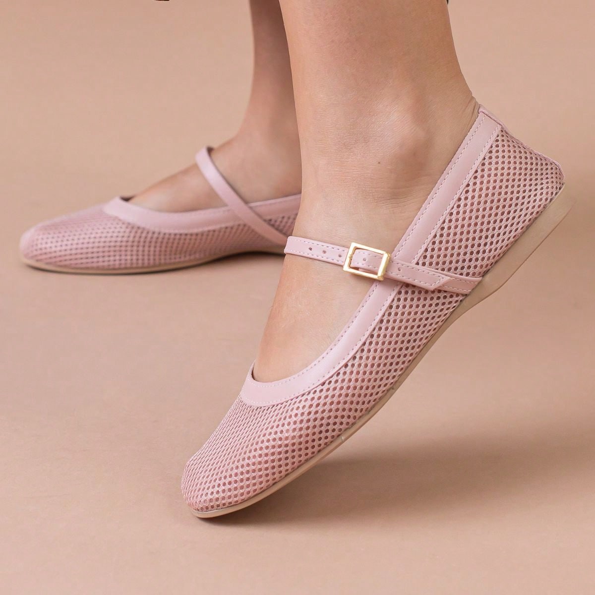 Sapatilha Feminina Boneca Tela Transparente Rosê  