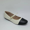 Sapatilha Feminina Mary Jane Bico Quadrado Bicolor Branco