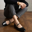 Sapatilha Feminina Mary Jane Bico Quadrado Bicolor Preto