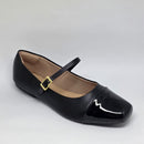 Sapatilha Feminina Mary Jane Bico Quadrado Bicolor Preto