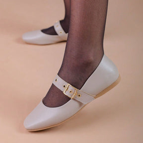 Sapatilha Feminina Mary Jane Bico Quadrado e Tira Larga com Fivela Cinza