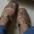 Sapatilha Feminina Mary Jane Telinha com Apliques Dourado Caramelo