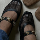 Sapatilha Feminina Mary Jane Telinha com Apliques Dourado Preta