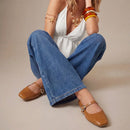 Sapatilha Feminina Mary Jane Texturizada com Fivela Oval Caramelo
