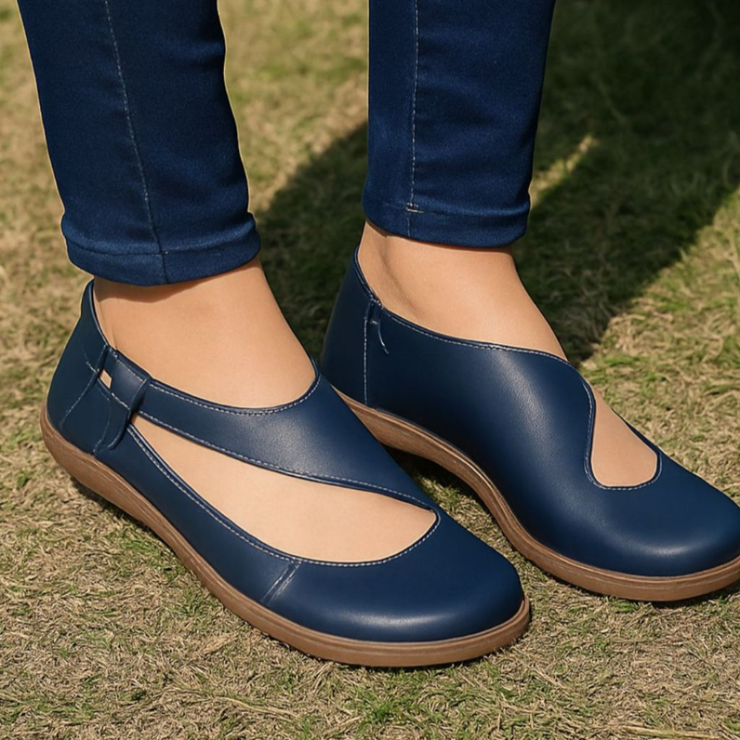 Sapatilha Feminina Retro Boneca Casual Confort Azul Marinho