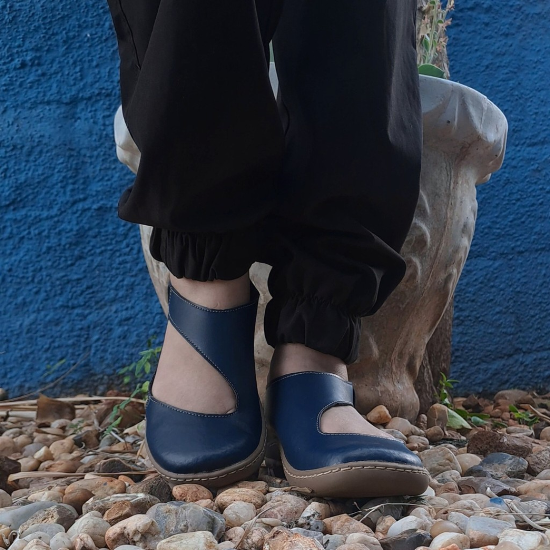 Sapatilha Feminina Retro Boneca Casual Confort Azul Marinho