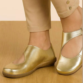 Sapatilha Feminina Retro Boneca Casual Confort Dourada