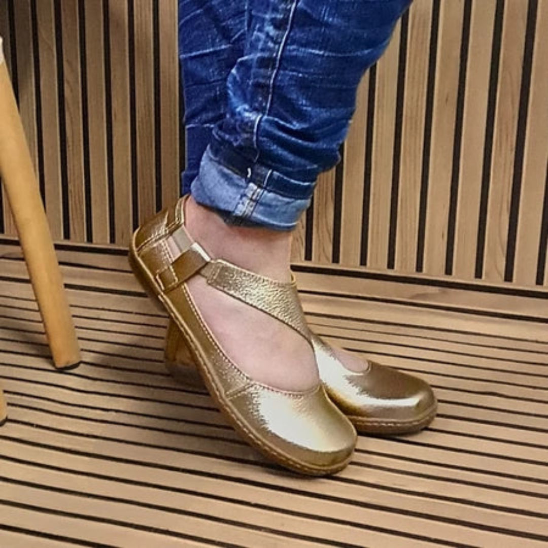 Sapatilha Feminina Retro Boneca Casual Confort Dourada