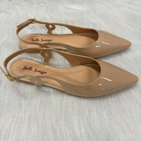 Sapatilha Feminina Slingback Bico Fino com Detalhe Lateral Bege
