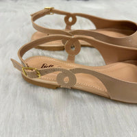 Sapatilha Feminina Slingback Bico Fino com Detalhe Lateral Bege