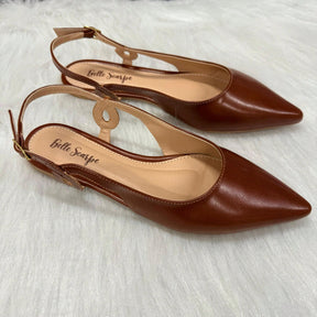 Sapatilha Feminina Slingback Bico Fino com Detalhe Lateral Caramelo