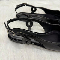 Sapatilha Feminina Slingback Bico Fino com Detalhe Lateral Preta