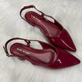 Sapatilha Feminina Slingback Bico Fino com Detalhe Lateral Vinho