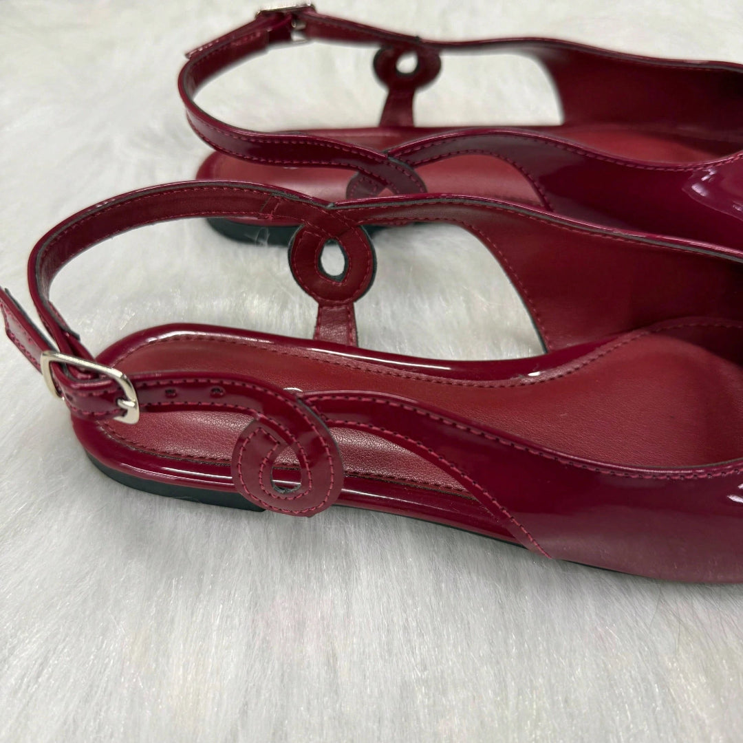 Sapatilha Feminina Slingback Bico Fino com Detalhe Lateral Vinho