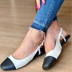 Sapatilha Feminina Slingback Bico Quadrado  Branca