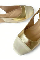 Sapatilha Feminina Slingback Bico Quadrado Dourada
