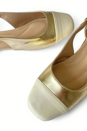 Sapatilha Feminina Slingback Bico Quadrado Dourada
