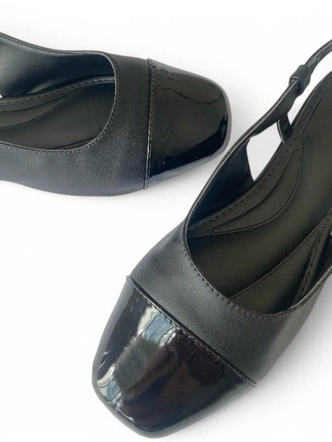 Sapatilha Feminina Slingback Bico Quadrado Preta